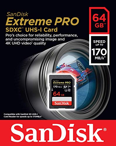 SanDisk 64GB Extreme PRO UHS-I SDXC Memory Card (C10, U3, V30, 4K UHD) (SDSDXXY-064G-GN4IN)
