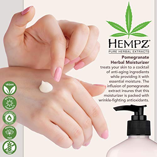 Hempz Pomegranate Herbal Moisturizer (17 oz.) - Paraben-Free Lotion for All Skin Types, Anti-Aging Hemp Skincare for Women & Men - Gluten-Free Hydrating Lotion