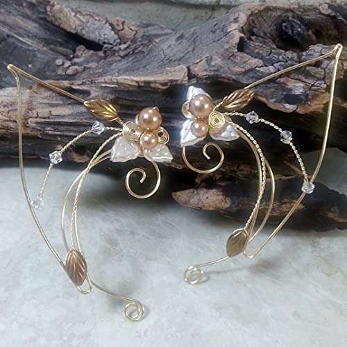 Golden Crystal Elf Ear Cuffs (Pair)