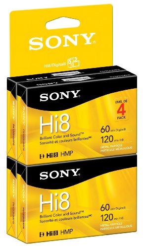 Sony Hi8 Camcorder 8mm Cassette, 120 Min 4-Pack (Disc. by Mfr.)