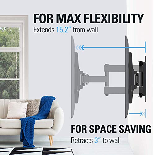 Mount Dream MD2380 TV Wall Mount for 32-55" TVs w/Swivel & Tilt, Max VESA 400x400mm, 99 lbs. Max Load, 16" Studs [Full Motion Articulating Dual Arms]