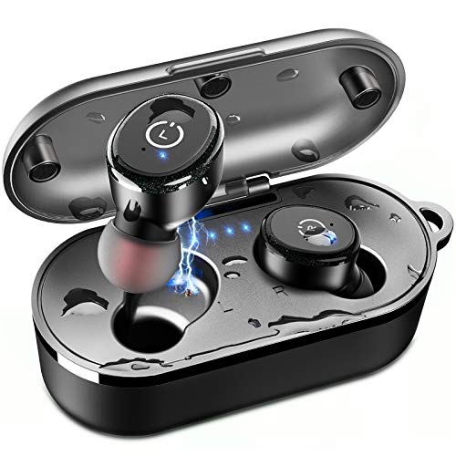 TOZO T10 Bluetooth 5.0 Wireless Earbuds with Charging Case (IPX8 Waterproof) - Built-in Mic, Premium Sound & Deep Bass, Black