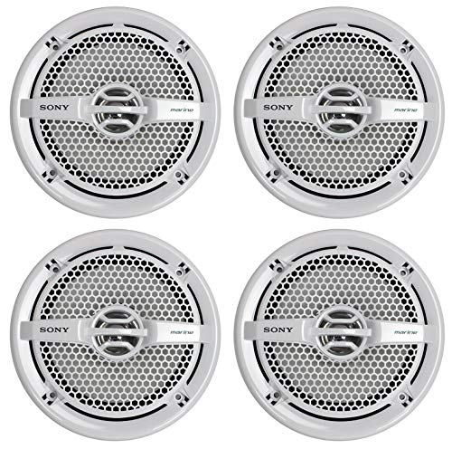 Sony XS-MP1611 6.5in 280W 4? Dual Cone Marine Audio Stereo Speakers (2 Pairs), White Polypropylene Woofer Cone