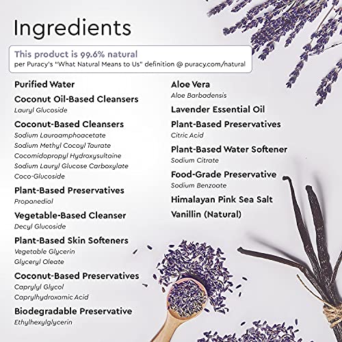 Puracy Natural Liquid Hand Soap Refill (64 fl oz) - Lavender & Vanilla Scent, Sulfate-Free, Hydrating Gel Hand Soap with Plant-Derived Ingredients, Gentle Hand Wash, Cruelty-Free