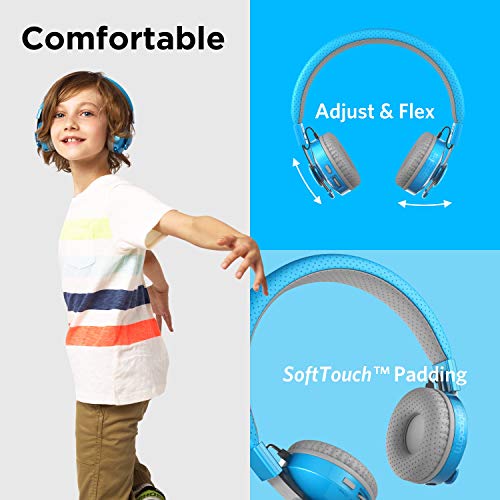 LilGadgets Untangled PRO Kids Premium Wireless Bluetooth Headphones with SharePort, Microphone and (Children) - Blue