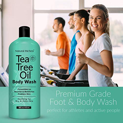 Natural Riches Extra Strength Tea Tree Oil Skin Clearing Body & Hand Wash (16 Fl Oz) With Eucalyptus & Peppermint Oils for Skin & Hair.