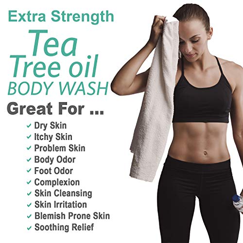 Natural Riches Extra Strength Tea Tree Oil Skin Clearing Body & Hand Wash (16 Fl Oz) With Eucalyptus & Peppermint Oils for Skin & Hair.