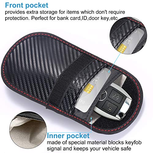 TICONN Faraday Cage Key Fob Protectors (2 Pack) - Carbon Fiber Texture, RFID Signal Blocking