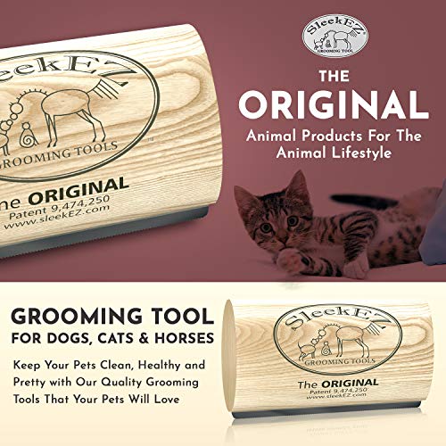 SleekEZ Original Deshedding Grooming Tool (5 inch) for Dogs, Cats & Horses - Removes 95% of Loose Hair, Fur & Dirt - Pain-Free - Easy to Clean - USA Made