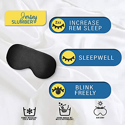 Jersey Slumber 100% Silk Sleep Mask - Comfy & Soft Eye Mask with Adjustable Strap - Sleep Aid & Light Blocker (Blocks Light)