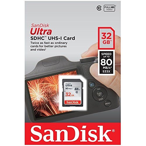 SanDisk Ultra 32GB Class 10 SDHC UHS-I Memory Card (SDSDUNC-032G-GN6IN), Up to 80MB/s Transfer Speed