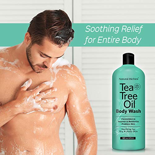 Natural Riches Extra Strength Tea Tree Oil Skin Clearing Body & Hand Wash (16 Fl Oz) With Eucalyptus & Peppermint Oils for Skin & Hair.