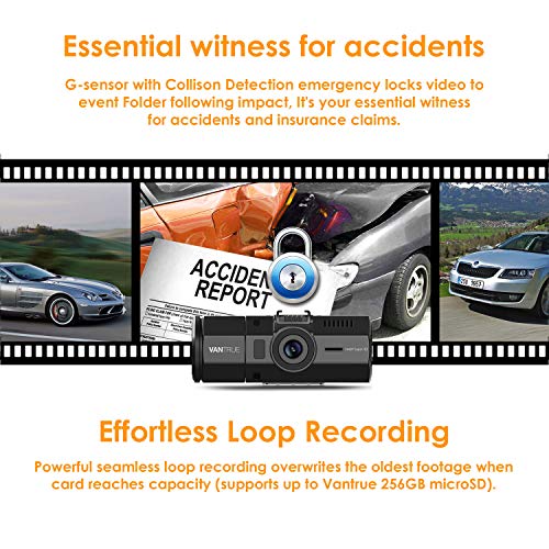 Vantrue N2 Pro Uber Dual Dash Camera - 2.5K 1440P Front & 1080P Inside (24hr Motion Detection, Infrared Night Vision, 256GB Max Support)
