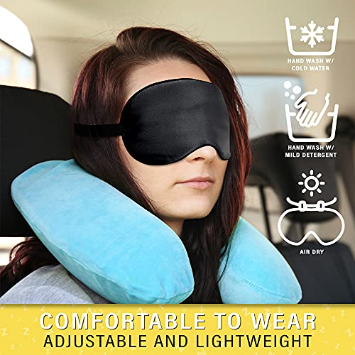 Jersey Slumber 100% Silk Sleep Mask - Comfy & Soft Eye Mask with Adjustable Strap - Sleep Aid & Light Blocker (Blocks Light)
