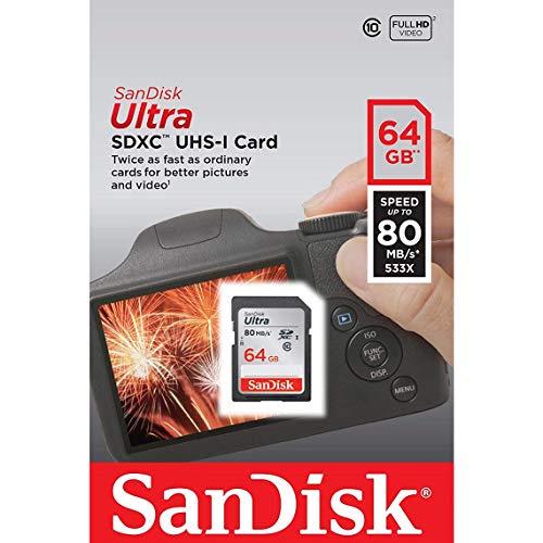 SanDisk Ultra 64GB Class 10 UHS-I SDXC Memory Card (SDSDUNC-064G-GN6IN), up to 80MB/s Speed