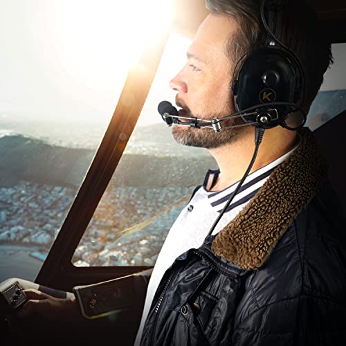 KORE Aviation P1 Headset for Pilots | 24dB Passive Noise Reduction, Noise-Cancelling Mic, Acoustic Foam Ear Cups, AUX Audio Input (for MP3) & 2x GA Plugs