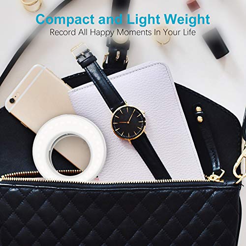 QIAYA Rechargeable LED Selfie Light Ring (For Cell Phone, Laptop Camera and Video Lighting).