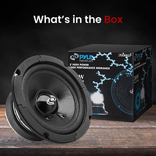 Pyle PDMR5 5" 200W Peak High Performance Mid-Range Car Speaker with 15 Oz Magnet, 8 Ohm, 92 dB and Paper Coating Cone (450 Hz - 7 kHz Frequency Response)