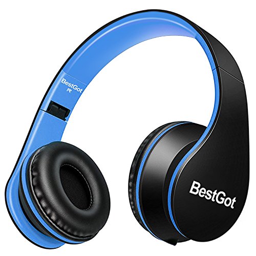 BestGot Children's Headphones with Microphone, Volume Control and Removable Cord (Black/Blue)