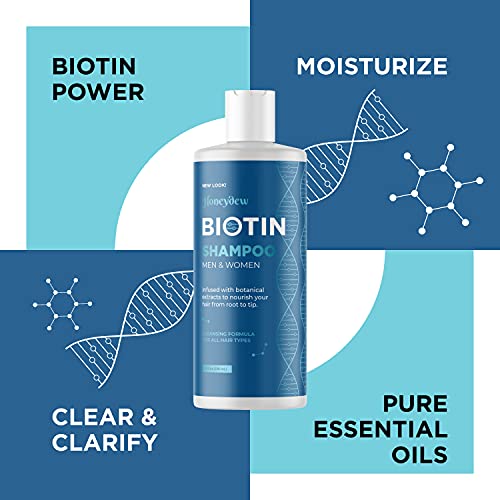 Biotin Hair Shampoo for Thinning Hair, Sulfate Free with Essential Oils (95% Natural Derived) - for Men and Women's Dry, Damaged Hair - Volumizing, Moisturizing Results