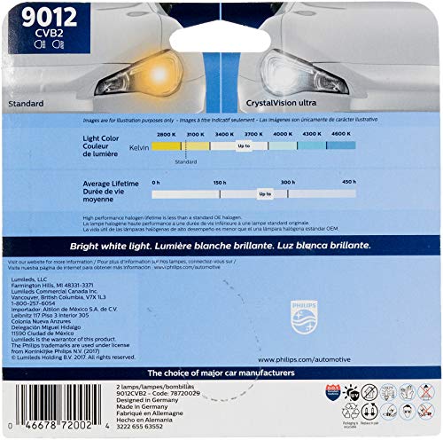 Philips CrystalVision Ultra Upgrade Headlight Bulb (9012CVB2) - 2 Pack
