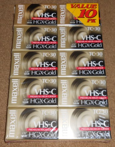 Maxell HGX-Gold TC-30 VHS-C Camcorder Videotapes (10 Pack)