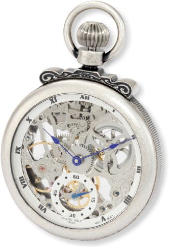 Charles-Hubert Paris 3869-S Classic Collection Open-Face Mechanical Pocket Watch with Antiqued Finish