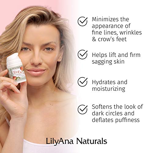 LilyAna Naturals Eye Cream - 2-Month Supply - Made in USA - Anti-Aging, Reduces Dark Circles/Puffiness, Improves Fine Lines/Wrinkles - Rosehip & Hibiscus Botanicals - 1.7oz (1-Pack)