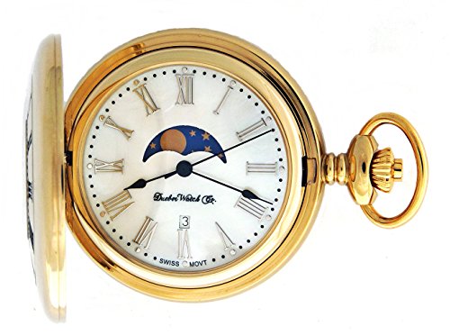 Dueber Moon Phase Pocket Watch with Swiss Movement and Mother of Pearl Dial (Model No: MOP-L003)