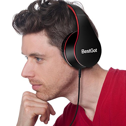 BestGot Children's Headphones with Microphone, Volume Control and Removable Cord (Black/Blue)