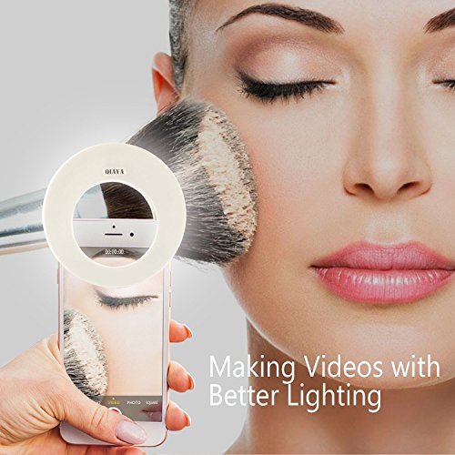 QIAYA Rechargeable LED Selfie Light Ring (For Cell Phone, Laptop Camera and Video Lighting).