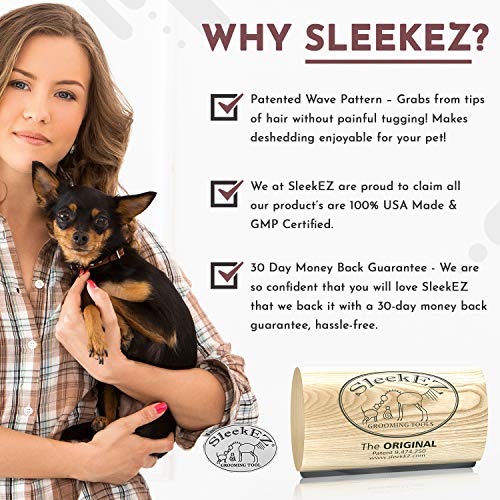 SleekEZ Original Deshedding Grooming Tool (5 inch) for Dogs, Cats & Horses - Removes 95% of Loose Hair, Fur & Dirt - Pain-Free - Easy to Clean - USA Made