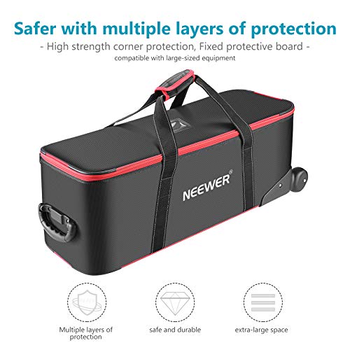Neewer Photo Studio Equipment Carry Bag 30"x11"x11"/77x28x27cm with Straps, Padded Compartment, Wheels, Handle for Light Stand, Tripod, Strobe Light, Umbrella and Other Accessories