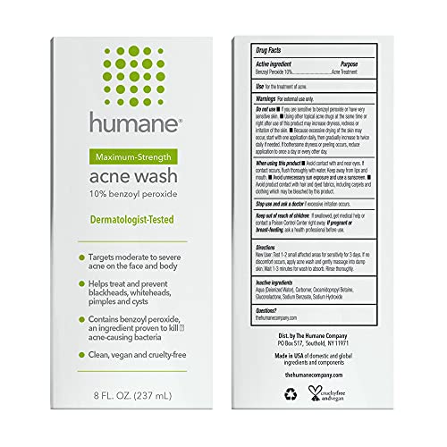 DermaHarmony Maximum-Strength Acne Wash (10% Benzoyl Peroxide) - 8 Fl Oz - Non-Foaming Cleanser for Face, Skin, Butt, Back & Body - Dermatologist-Tested, Vegan & Cruelty-Free.
