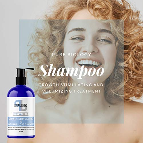 Pure Biology Hair Growth Shampoo with Biotin & Keratin, Natural DHT Blockers, Vitamins B & E, Anti Hair Loss Complex for Thinning Hair (Men & Women)