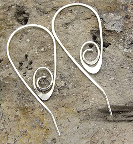 Sterling Silver Spiral Hoop Earrings (Flattened)
