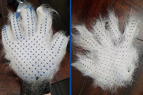 Pet Grooming Glove [1 Pack] - Blue - Right-Hand - Five-Finger Design - Removes Pet Hair Quickly and Easily - Suitable for Dogs & Cats with Long & Short Fur