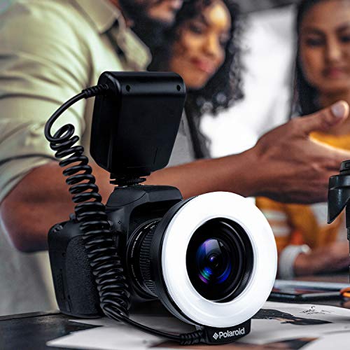 Polaroid 48 Macro LED Ring Flash & Light with 4 Diffusers (Clear, Warming, Blue, White) for Canon, Nikon, Panasonic, Olympus and Pentax SLR Cameras