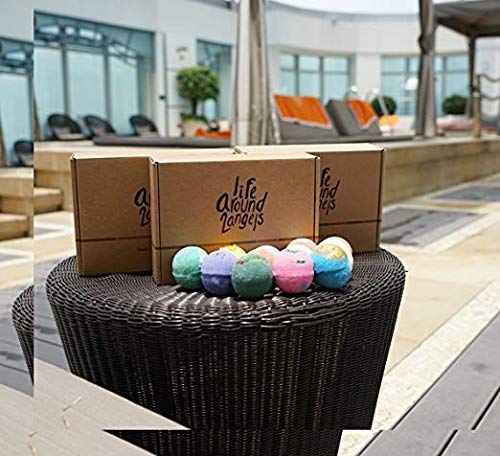 LifeAround2Angels Bath Bombs Gift Set (12 USA-Made Fizzies) with Shea & Coco Butter, Moisturizes Dry Skin. Perfect for Bubble & Spa Bath. Handmade Birthday and Mother's Day Gift Idea for Her/Him, Wife, Girlfriend.