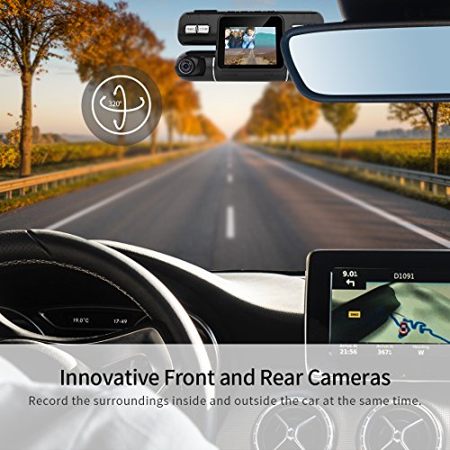 Pruveeo MX2 Car Dash Cam with Dual 120° Wide-Angle Lens, Dash Camera for Cars (Driving Recorder DVR).