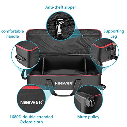 Neewer Photo Studio Equipment Carry Bag 30"x11"x11"/77x28x27cm with Straps, Padded Compartment, Wheels, Handle for Light Stand, Tripod, Strobe Light, Umbrella and Other Accessories