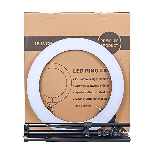 ZOMEI 18" Camera Photo Video Lighting Kit (55W 5500K Dimmable LED Ring Light, Light Stand, Phone Holder) for Smartphone, YouTube, Vine Self-Portrait Video Shooting