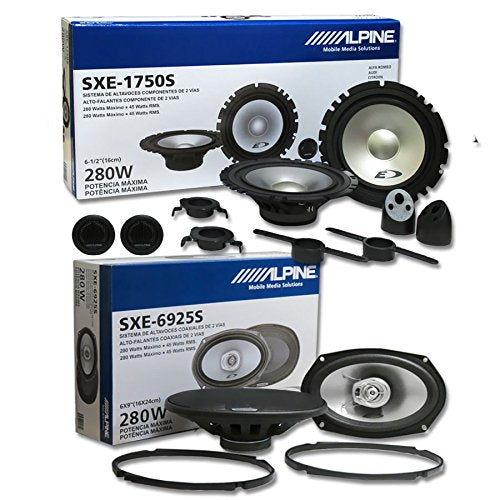 Alpine 6.5" 2-Way Car Audio Component System with SXE-6925S 6x9 2-Way Coaxial Speakers (Pair)