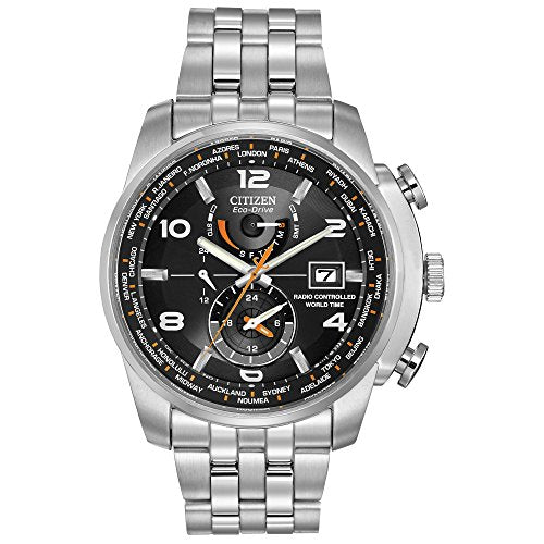 Citizen Eco-Drive World Time A-T Men's Watch (Model: AT9010-52E), Stainless Steel, Silver-Tone Technology