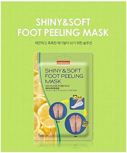 Purederm Foot Peel Spa Mask Set with Sunflower Seed Oil and Lemon Extract (3-Pack), Removes Calluses and Dead Skin in 2 Weeks for Men & Women.