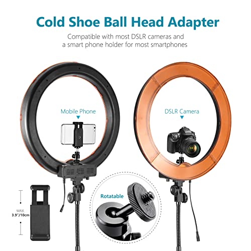 Neewer 18"/48cm Dimmable LED Ring Light Kit (Model: 10088612) with Light Stand and Carrying Bag for Camera, Smartphone, YouTube, TikTok & Self-Portrait Shooting, 5500K, 55W, Black