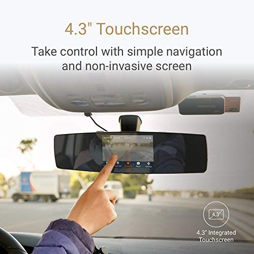 YI Mirror Dash Cam Dual Dashboard Camera Recorder (with Touch Screen, Mobile App, HD Camera, G-Sensor, Reverse Monitor, Loop Recording)