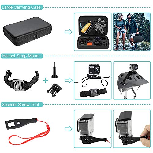 SmilePowo 51-Piece Accessory Kit for GoPro Hero 11, 10, 9, 8 Max, 7, 6, 5, 4, 3, 3+, 2, 1, GoPro Hero 2018, Hero Session, Hero Fusion, AKASO, APEMAN, YI, Campark, XIAOMI and Insta360 Action Cameras