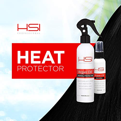 HSI PROFESSIONAL Argan Oil Heat Protector, Protect up to 450°F from Flat Irons & Blow Dryers, Sulfate-Free (8 oz, Packaging May Vary).