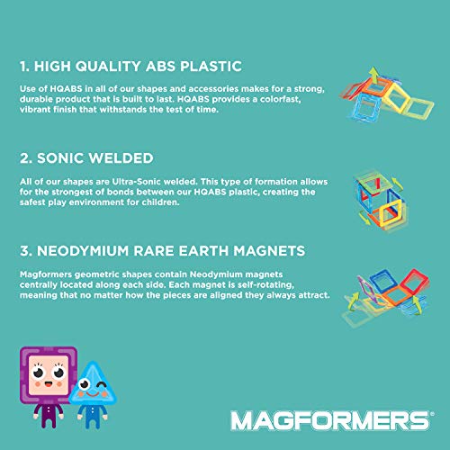 Magformers Basic Set (30 pieces) Rainbow Magnetic Building Blocks, STEM Toy (63076)
